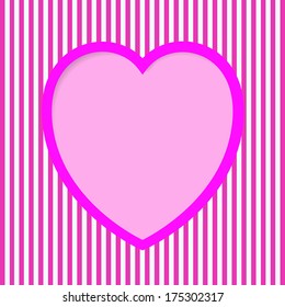 Striped Valentine Card in pink and crimson colors, with heart shape hole. EPS10 vector.