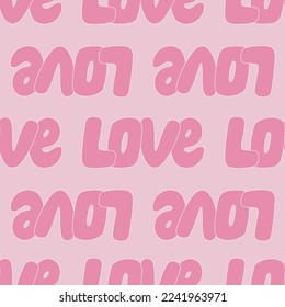 Striped Valentine hand drawn seamless pattern. Hand drawn word LOVE lined up. For wrapping paper, textile, scrapbooking, greetings, DIY projects.