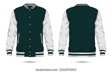 Striped varsity jacket mockup front and back view