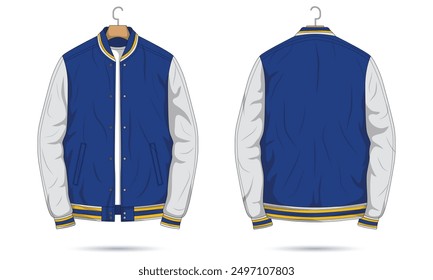 Chaqueta de rayas varsity Plantilla vista frontal y trasera