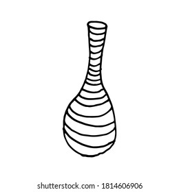 Striped vase isolated on white background. Hand drawn vector illustration. Beautiful interior element. Cozy home object