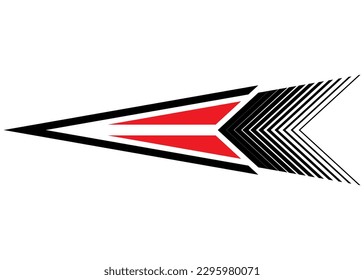 Striped vector arrow on a white background. Pointer, Design element. Contemporary pattern. Trendy vector background