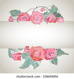striped vector background with roses