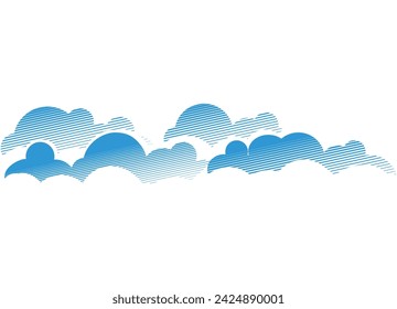 
Striped vector clouds. Blue Sky in retro style. Vector Design Element. Modern vector background. horizon