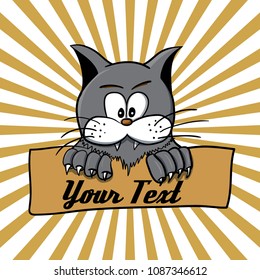 striped vector face illustration cute black cat