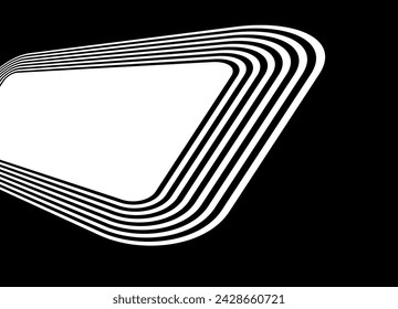 Striped vector frame of black parallel lines on a white background. Pattern in retro style. Divided vector black and white background