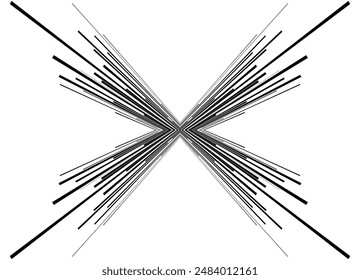 Striped vector letter X from thin black lines on a white background. Modern vector pattern from lines. Vector background.