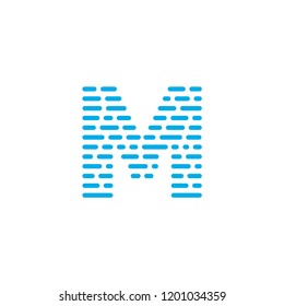 Striped Vector Logo Letter M. M Letter Design Vector
