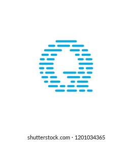 Striped Vector Logo Letter Q. Q Letter Design Vector