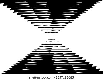 Padrão de vetor listrado de linhas quebradas afiadas pretas em um fundo branco, elemento de design moderno. Fundo do vetor tecnológico. Para capas, cartões, publicidade. embalagem. Tornado