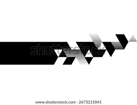 Striped vector pattern of black triangles on a white background. Sports design element for car body, boat, sportswear, toy. Vector background for covers, advertising, packaging. Halftone.Stripe,racing