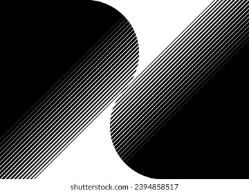 Striped vector pattern of broken lines in retro style. Divided vector background. Black and white transition.