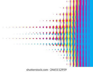 Striped vector pattern of colored rays with a transition to white. Vector background for covers, posters, interior decor, clothing design. Abstract equalizer. Risograph colors