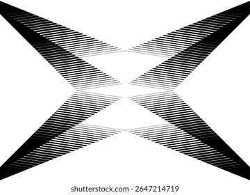 Striped vector pattern in the form of the letter X from thin black lines on a white background. Modern vector background for covers, packaging, advertising