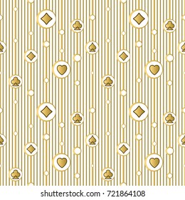 A striped vector pattern of playing card icons. Seamless pattern.