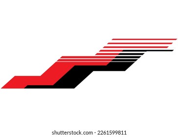 Streifenvektormuster für Sportwagen, Moto, Boot, SUV, Körper, Spielzeug, Sportbekleidung, Fahrzeugaufkleber. Sportdesign-Element. Inneneinrichtung. Trendy, Vektorhintergrund.