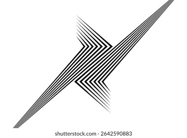 Striped vector pattern of straight black broken lines on a white background. Modern black and white divided vector background. Design element in retro style. Divider stripe