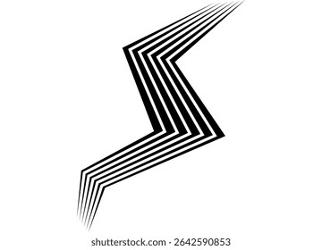 Striped vector pattern of thick black broken lines on a white background. Modern black and white vector background. Sharp design element in retro style. Decorative stripe
