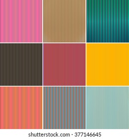 Striped vertical lines pattern set, wallpaper backgrounds