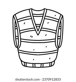 Striped vest. Hand drawn doodle style. Vector illustration isolated on white. Coloring page.