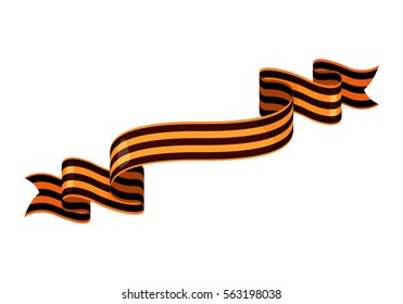 Striped victory Saint George ribbon in flat style isolated on white background. Vector illustration.