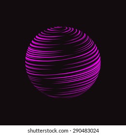 Striped violet, black background. Illustration toolbox


