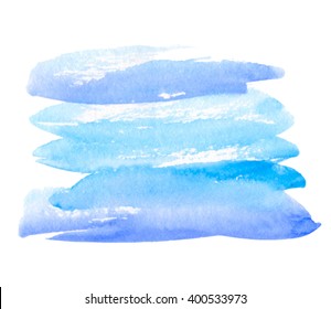 Striped violet blue strokes splash watercolor hand drawn paper texture vector isolated stain on white background for design, decoration. Water line colorful paint  element for banner, template, print