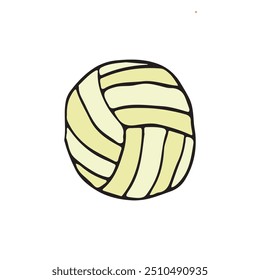 Striped volleyball cartoon design for beach sports enthusiasts. Perfect for outdoor summer games, exercise, and beachside activities.