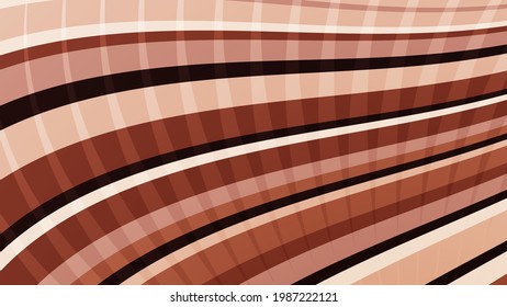 fondo de pantalla rayado. superficie de franjas lisas y solapadas de tonos beige, coral y marrón. vector