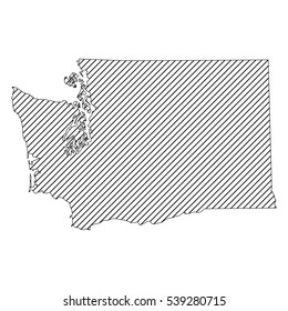 Striped washington map isolated on white
