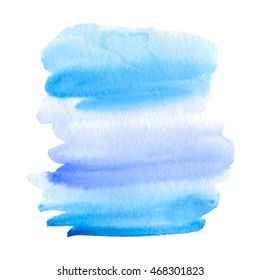 Striped water color hand drawn paper texture isolated blue violet vector stain on white background for text design, banner. Watercolor wet brush paint vivid illustration daub element for card, web
