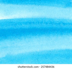 Striped watercolor paper texture hand drawn blue background. Vector abstract water brush strokes painted illustration. Sea wallpaper. Design card for decor, scrapbook, banner, poster, print, fabric. 