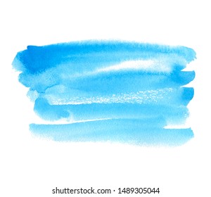 Striped watercolor paper texture vector stain. Abstract blue colour graphic stroke. Colorful hand drawn wallpaper, card, design, illustration