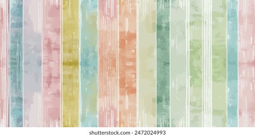 Patrón de acuarela a rayas. patrón sin fisuras con diferentes líneas de color, ilustración de acuarela pastel multicolor para impresión superficial ikat gradiente de Fondo de pantalla en mosaico.