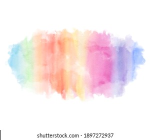 Striped Watercolor Rainbow Paper Texture Vector Splash, Design Background. Bright Color Abstract Hand Drawn Card, Drip Wallpaper, Colorful Print Art Element