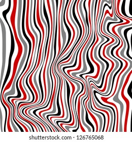 Striped wave abstract background.  Varicolored zebra print. Vector illustration.