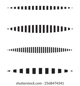 Striped wave form. Alternating black stripes. Horizontal ripple shape. Abstract minimal element.