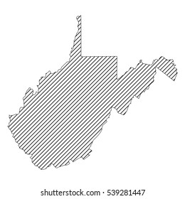 Striped  west virginia map isolated on white