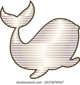 Striped Whale Silhouette Clipart – Shiny Light-Effect Whale Outline with Horizontal Lines for Nautical Design, Ocean Art, Digital Prints, Crafts, Stickers, Logos, and Marine Illustrations