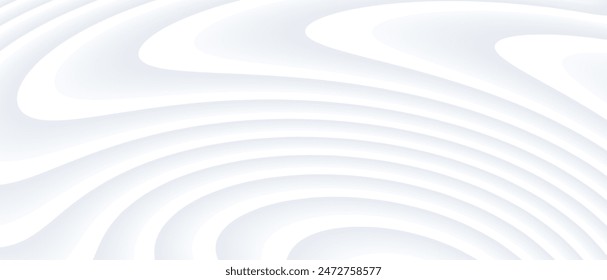 Striped white and gray background, wavy pattern, elegant bright 3D vector background.
