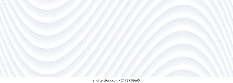 Striped white and gray background, wavy pattern, elegant bright 3D vector background.

