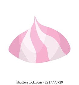 Striped white-pink marshmallow on a white background. vector illustration