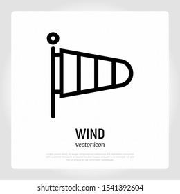 Striped windsock icon. Wind direction symbol in flat style. Modern vector illustration.