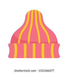 Striped winter beanie icon. Flat illustration of striped winter beanie vector icon for web design