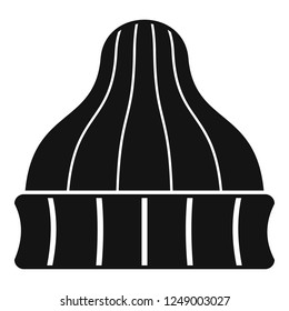 Striped winter beanie icon. Simple illustration of striped winter beanie vector icon for web design isolated on white background