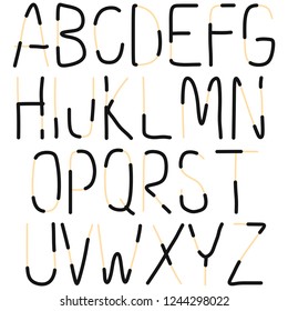 Striped wire insulation.Vector alphabet.