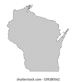 Striped wisconsin map isolated on white