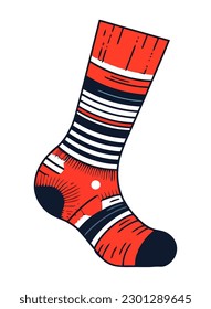 Striped woolen socks icon isolated