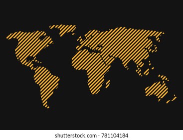 Striped World map. Abstract our planet illustration