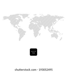 Striped world map isolated on white